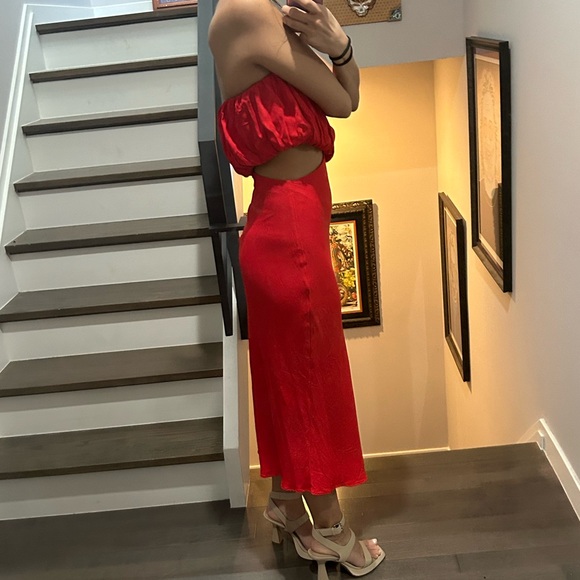 Free People Third Form Overflow Red Strapless Cut Out Party Dress Size 4 NWOT - Picture 9 of 11